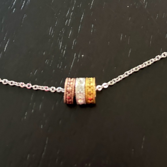 Swarovski Necklace Touchstone Crystal Tri-Color Necklace Gold/Silver 3 Rings - Picture 5 of 9